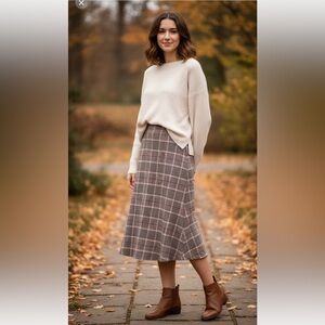 Vincent Jalbert womens plaid Edwardian midi skirt couture‎ handmade in France 38